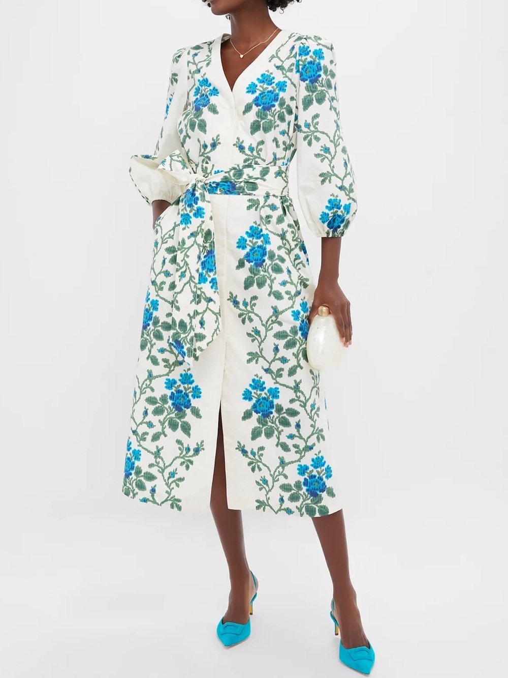 Tuckernuck Cerulean Vine Cotton Poplin Lachlan Dress - Small